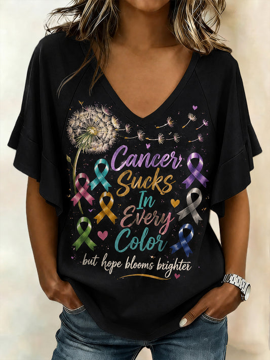 Women's Fight Cancer In All Colors Cancer Awareness T-Shirt