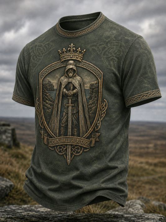 Men's Vintage Cornwall Arthur Legend Print T-Shirt