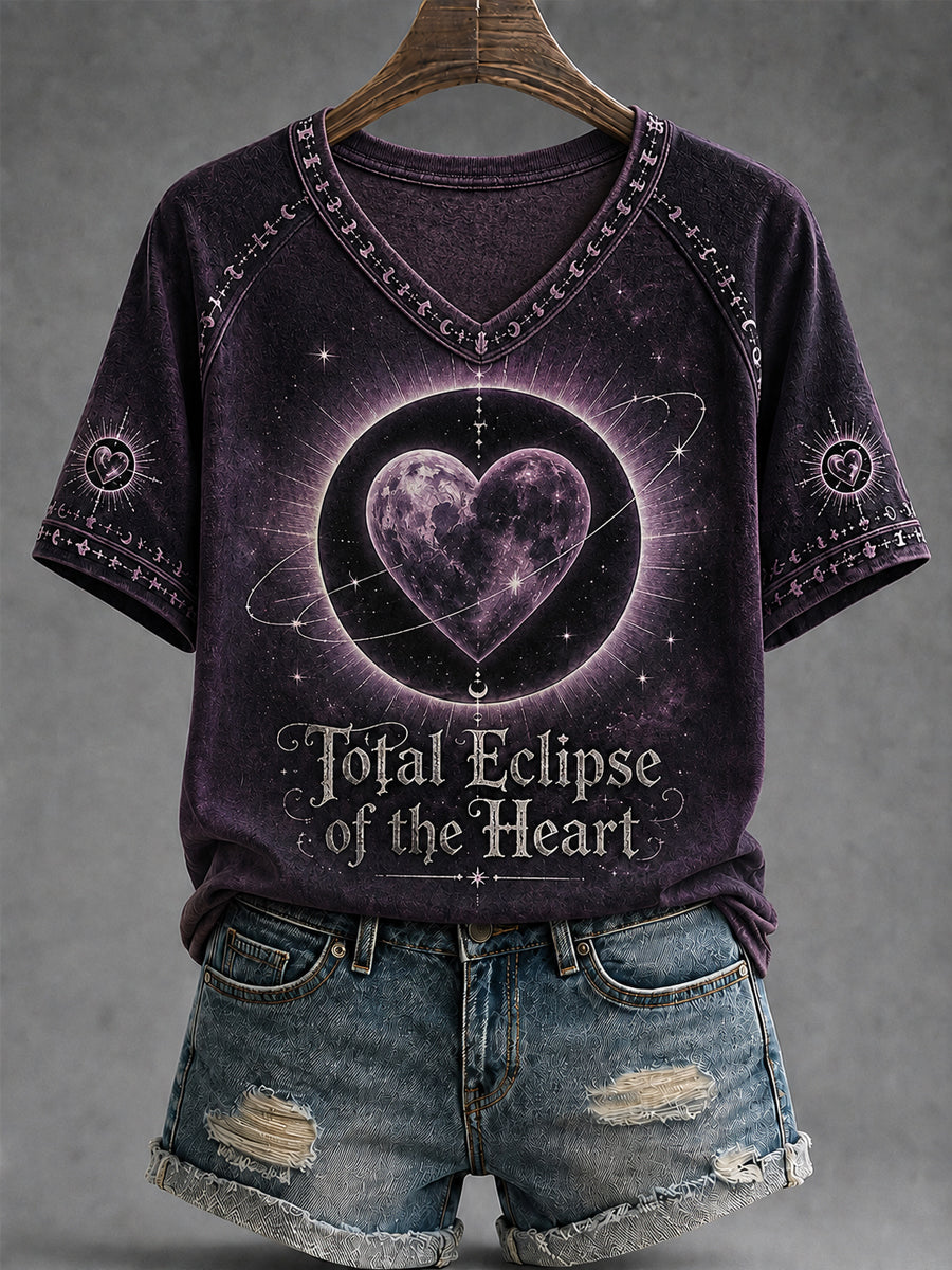 Women's Rock Classics Total Eclipse Of The Heart Print V-Neck Tee
