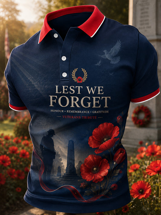 Men's Short-Sleeve Polo Shirt With British Veteran Commemorative Print