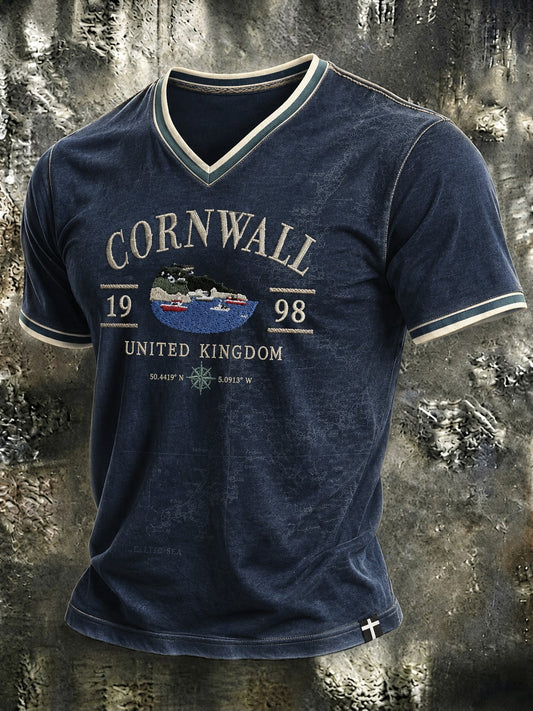 Men's Cornwall Printed V-neck T-shirt