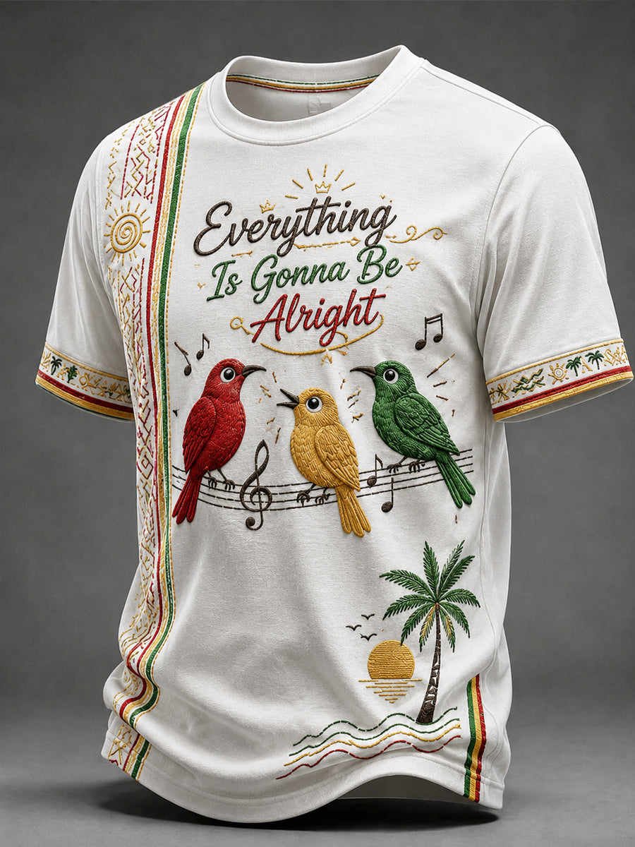 Retro Reggae Bird Art Casual T-Shirt