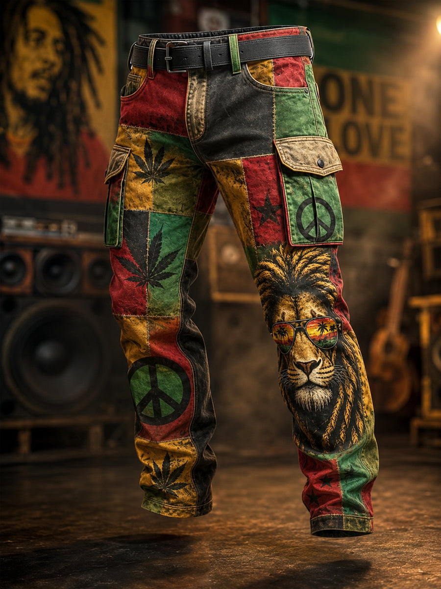 Classic Casual Work Pants for Retro Reggae Music Fans