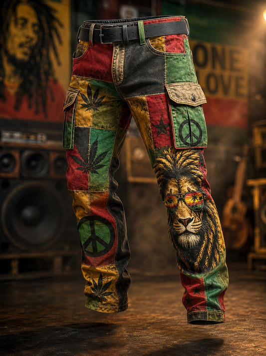Classic Casual Work Pants for Retro Reggae Music Fans