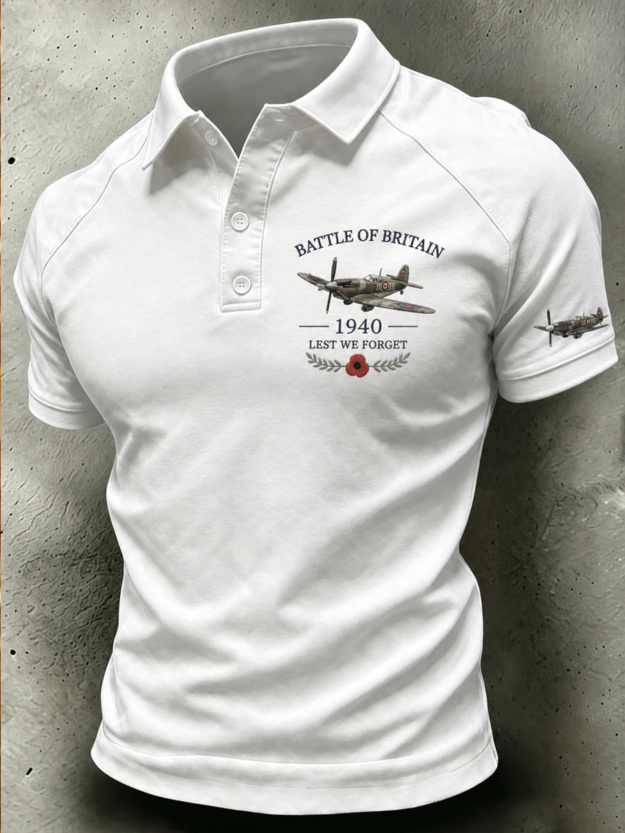 Women's Battle of Britain Printed V-neck off-shoulder short-sleeved T-shirt
