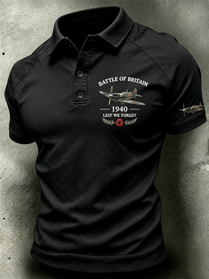Women's Battle of Britain Printed V-neck off-shoulder short-sleeved T-shirt