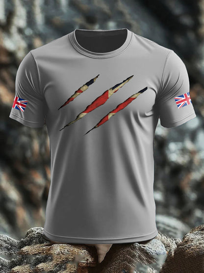 Men's UK Flag Skull Printed T-shirt