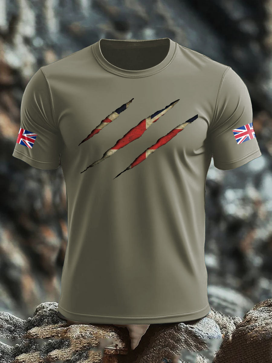 Men's UK Flag Skull Printed T-shirt