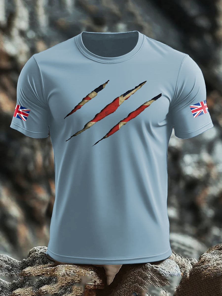 Men's UK Flag Skull Printed T-shirt