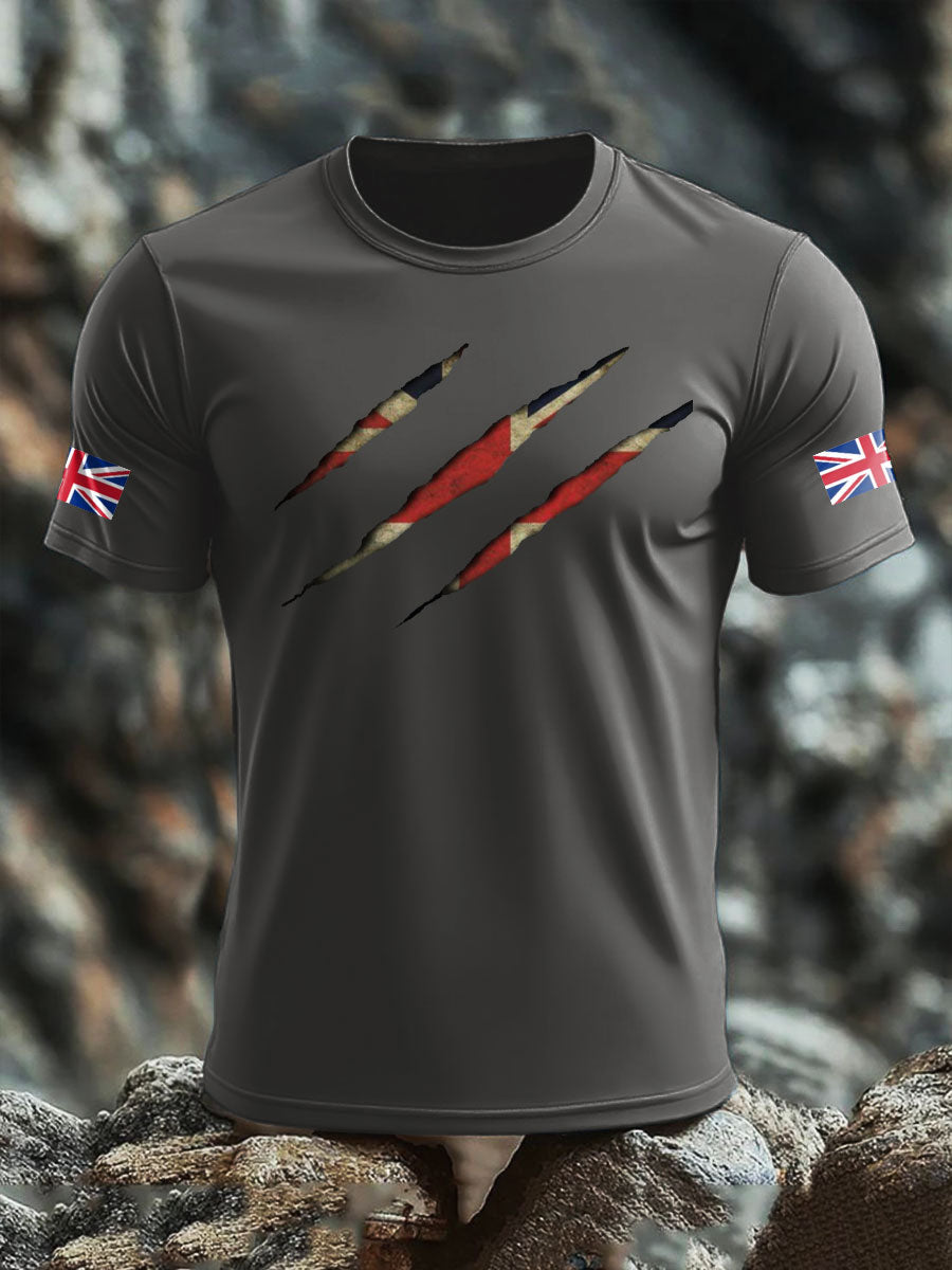 Men's UK Flag Skull Printed T-shirt
