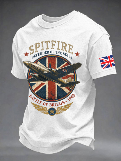 Men's Battle of Britain Printed imitation cotton short-sleeved T-shirt