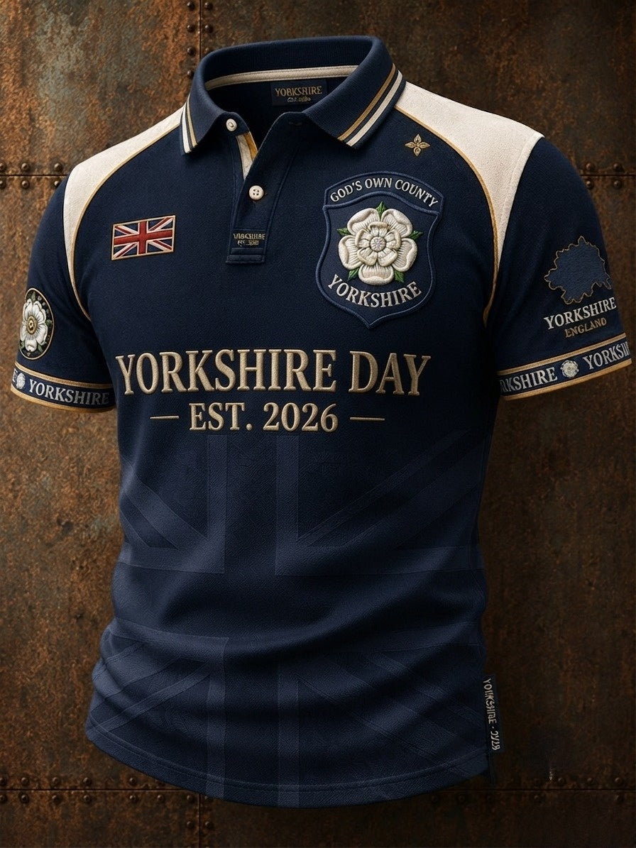 Men's England Yorkshire Day White Roses Art Printed Casual Tops