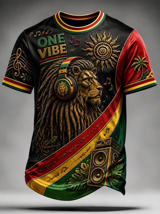 Retro Reggae Lion Patchwork Classic T-Shirt