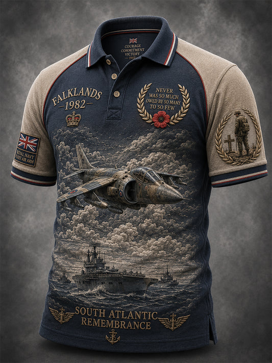 Men's British Veteran Commemorative Print Short-Sleeve Polo Shirt