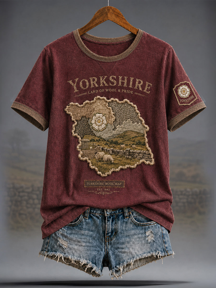 Women's Yorkshire White Roses Art Printed T-shirt
