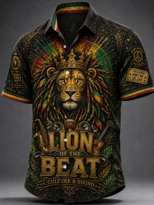 Men's Reggae Casual  Shirt Short Sleeve