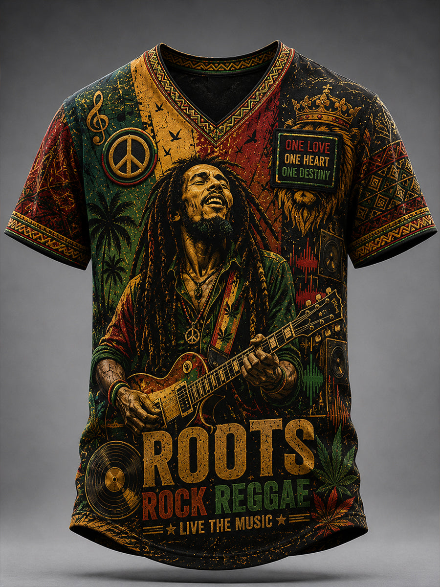 Men's Reggae V-neck T-shirt