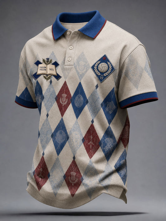 Men's Glasgow Football Lover Art Printed Casual Tops