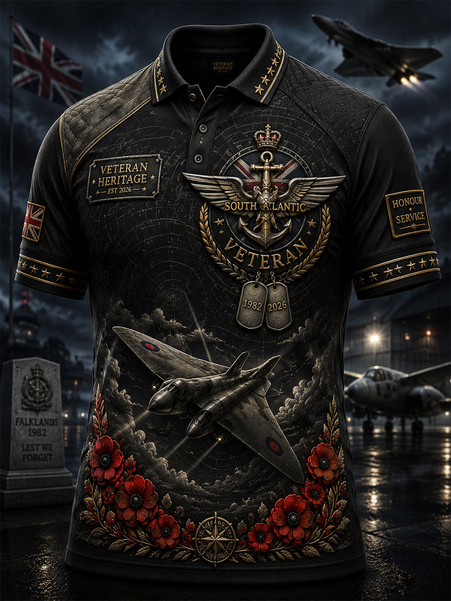 Men's British veteran print polo shirt
