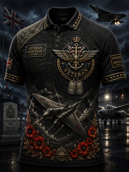 Men's British veteran print polo shirt