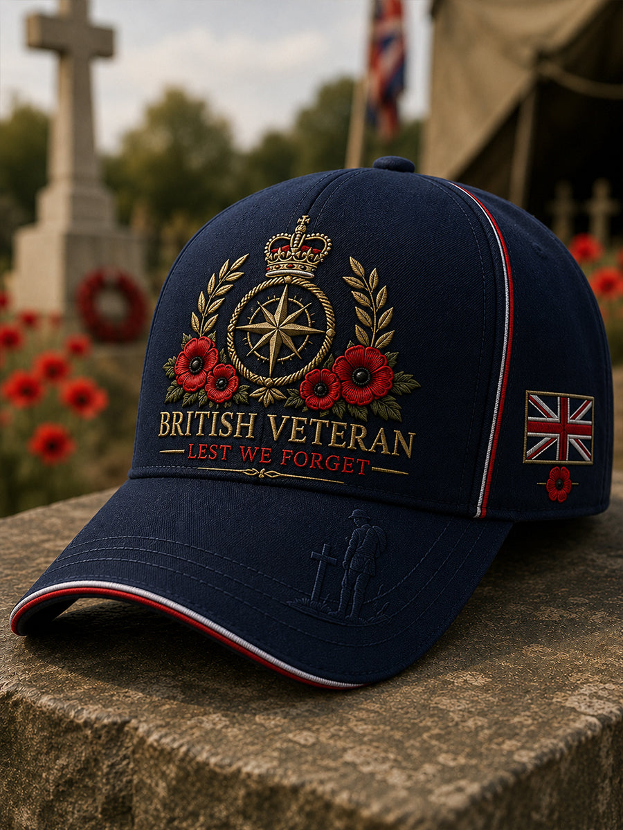 Men's Vintage Military Veteran Commemorative Print Hat