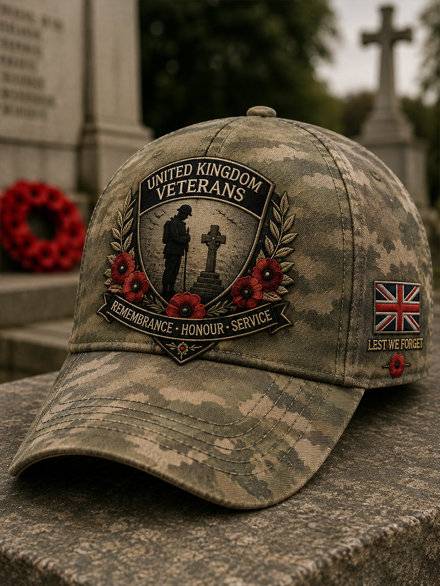 Men's Vintage Military Veteran Commemorative Print Hat