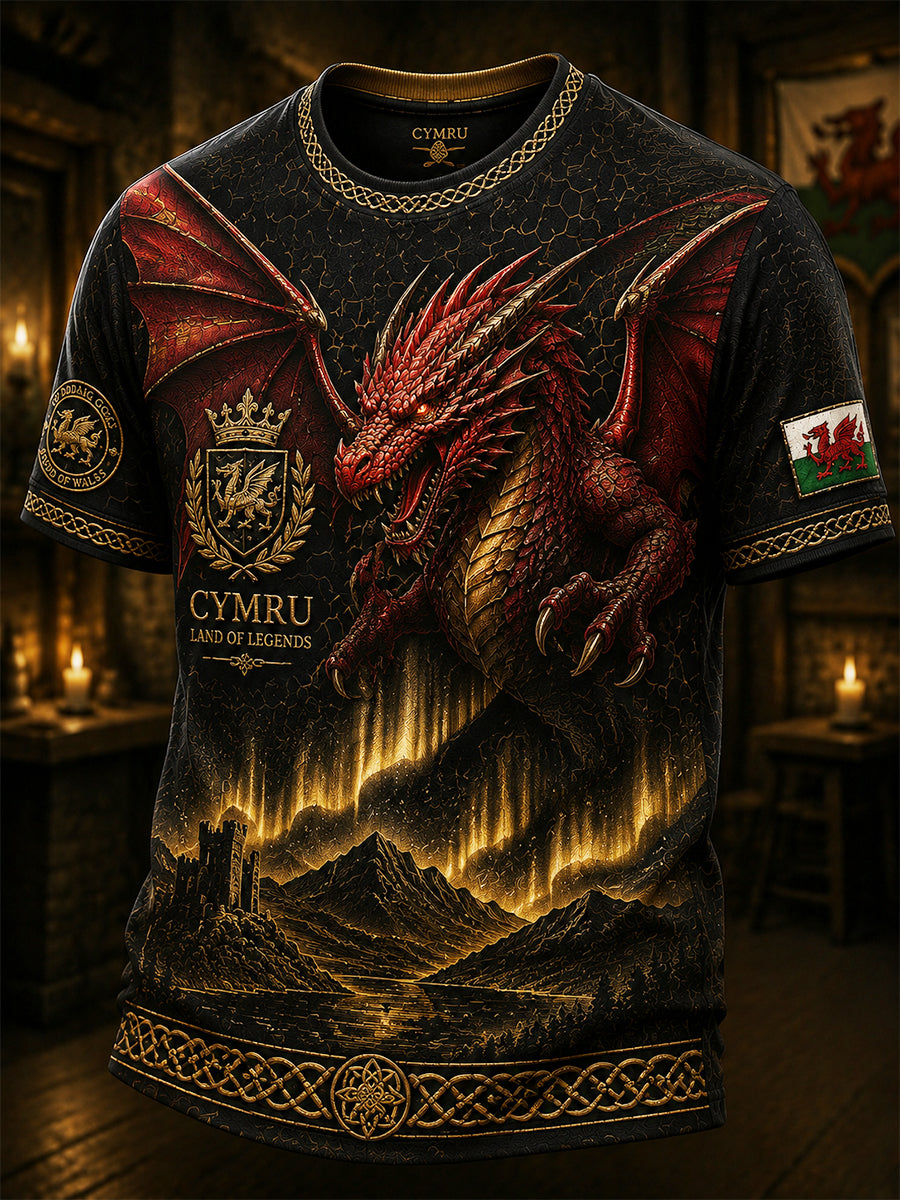 Men's Welsh Ddraig Goch Printed Short-Sleeve T-Shirt