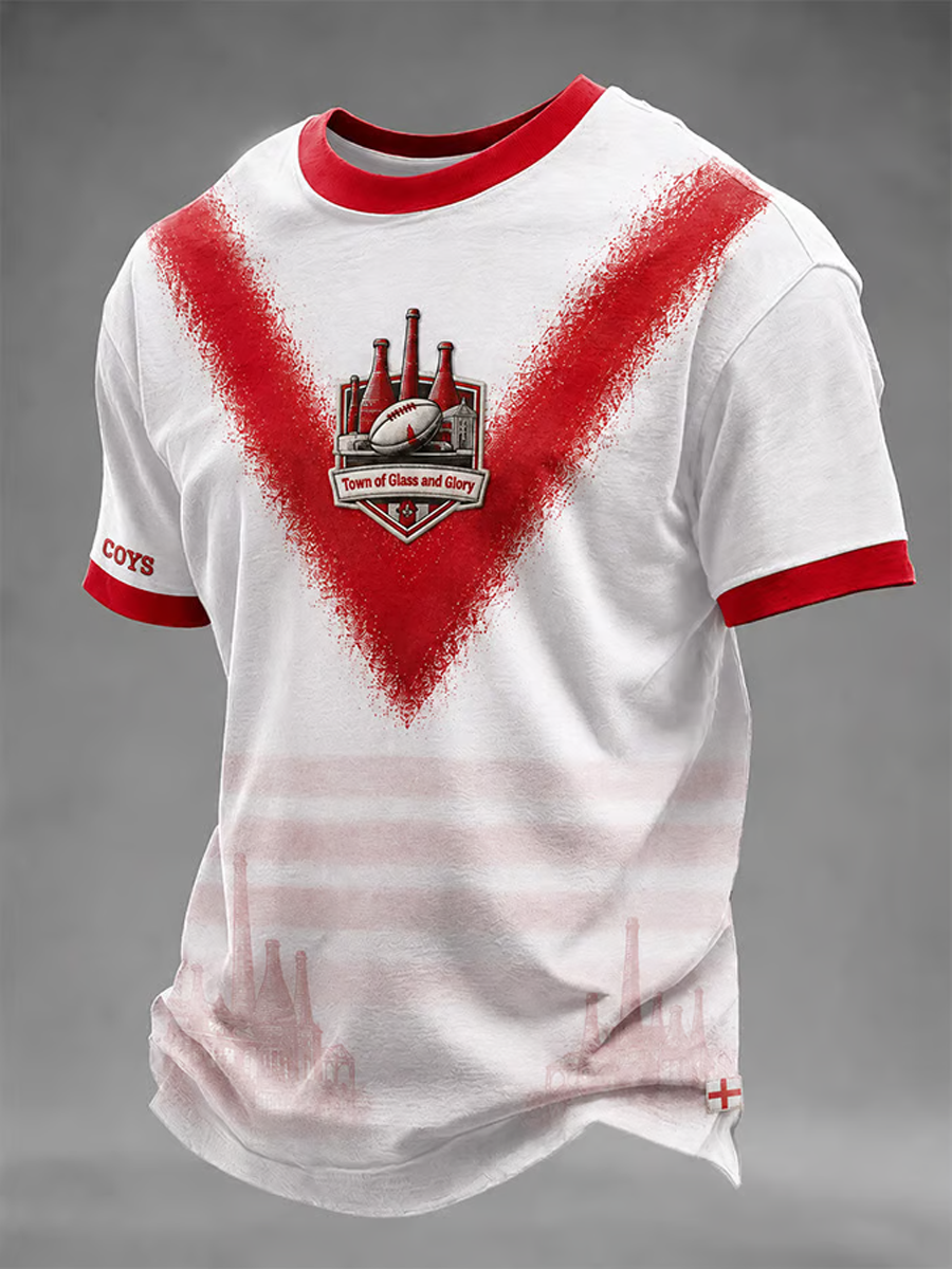 Men's Casual Rugby-Print short sleeves t-shirt