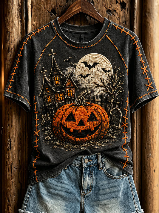 Women's Halloween Round Neck Short Sleeve T-Shirt