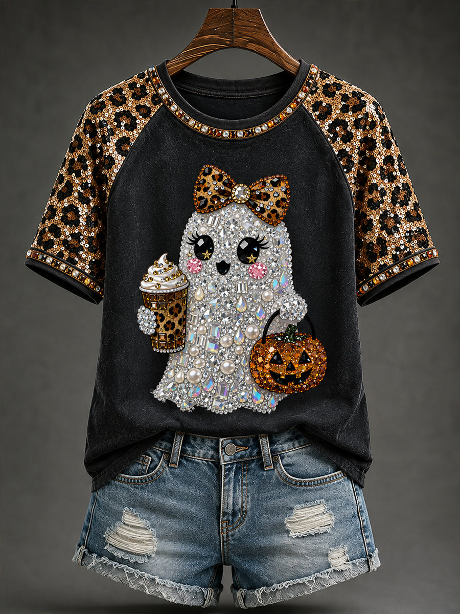 Women's Halloween Round Neck Short Sleeve T-Shirt