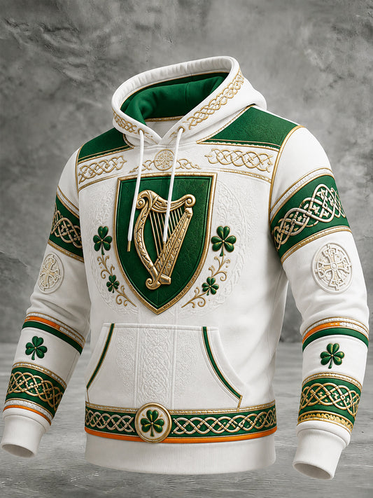 Men's  Irish Patriotic Oversized Drop-Shoulder Hoodie with Pockets