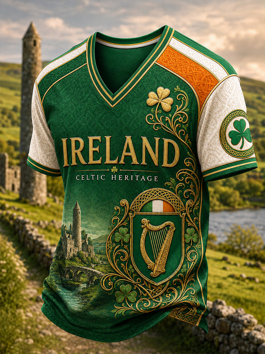 Men's Irish Patriotic  V-neck T-shirt