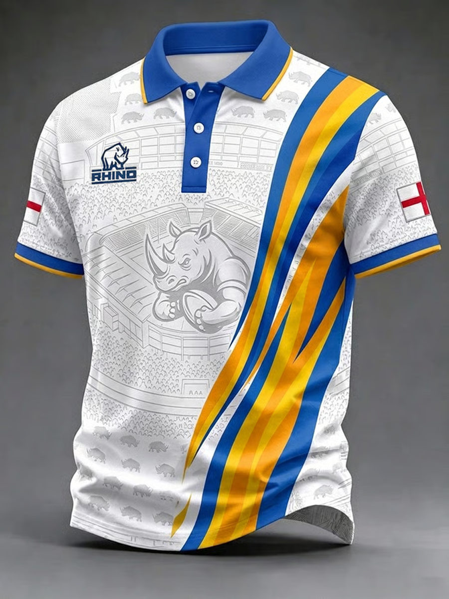 Men's UK rugby lover rhino Printed polo shirt