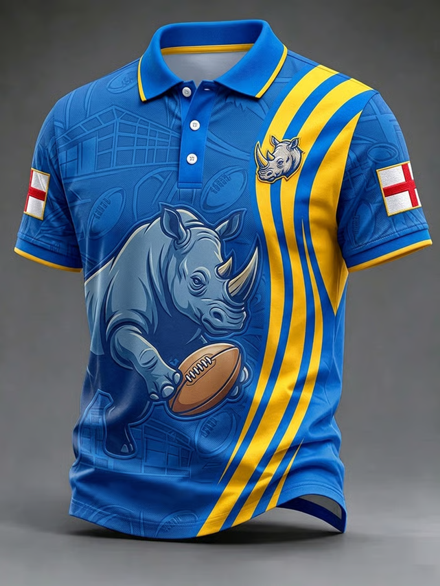 Men's UK rugby lover rhino Printed polo shirt