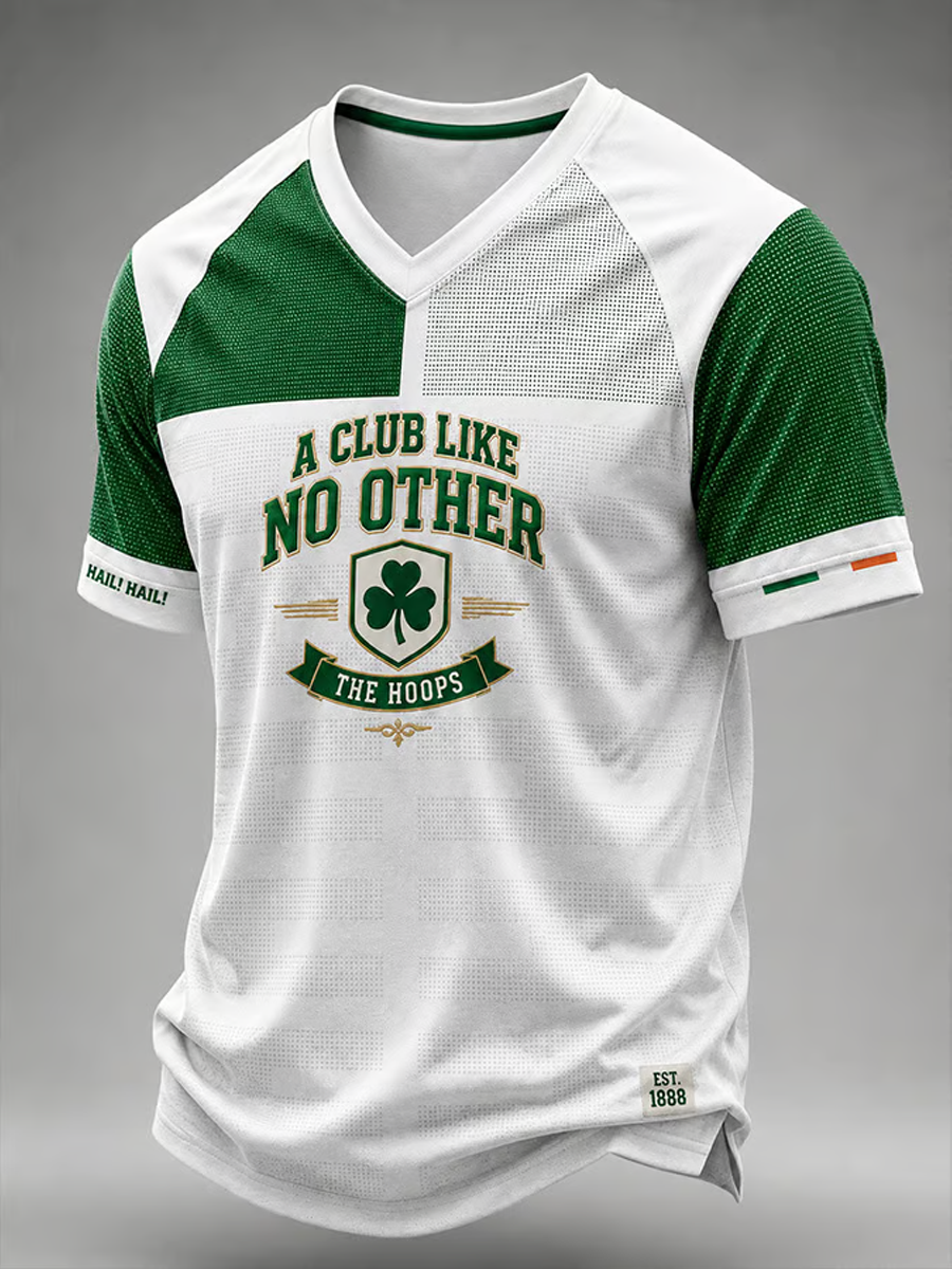 Men's football Lover Celtic Printed V-neck T-shirt