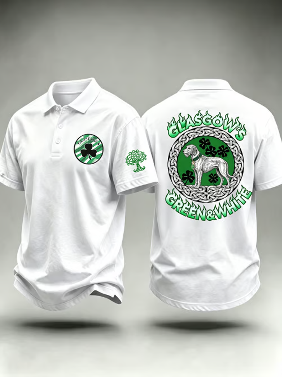 Men's GLASGOW GREEN & WHITE polo shirt