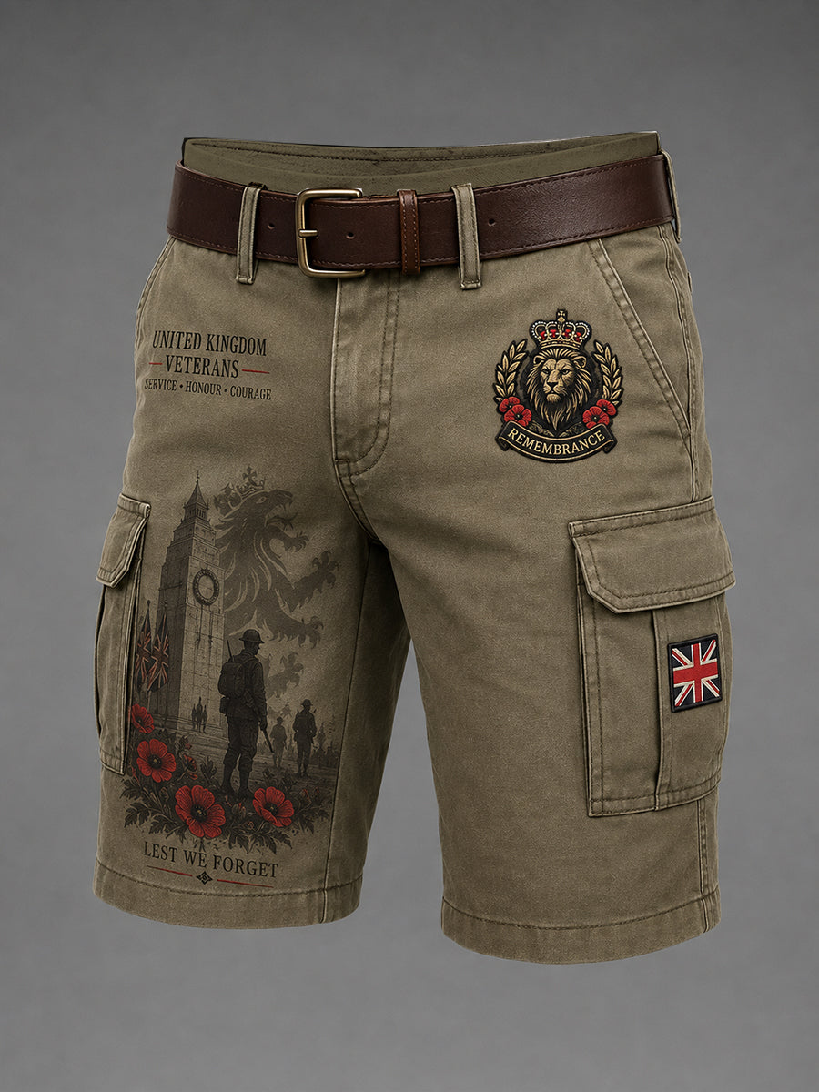 Men's Cropped Cargo Pants With Vintage Military-Style Print