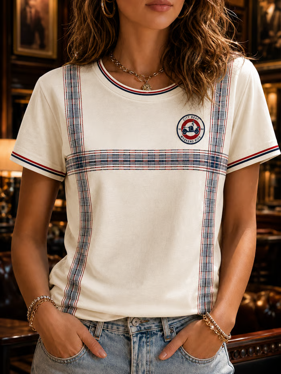 Women's Mods Culture UK Music Lover Business Style Printed short-sleeved T-shirt