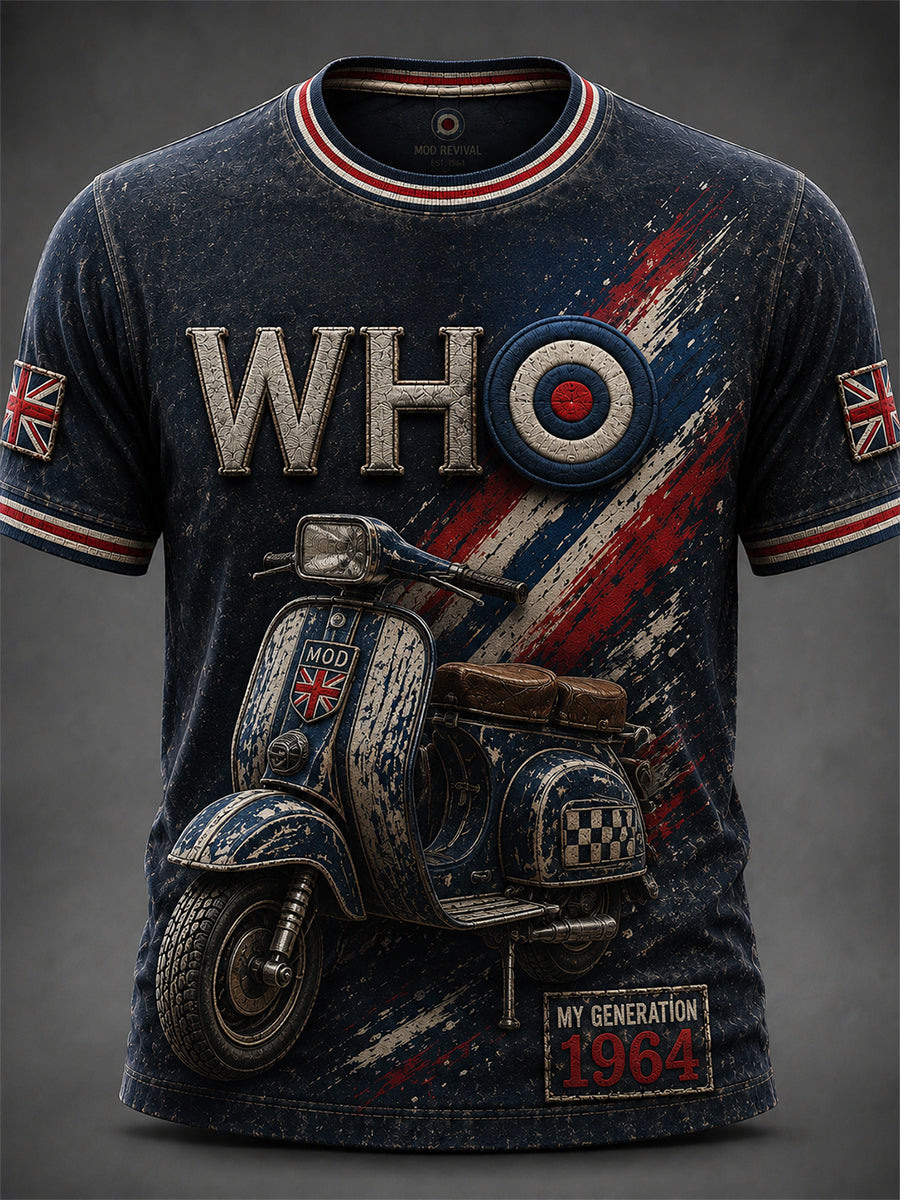 Men's UK Mods Music Lover The Who Printed Short-Sleeved T-Shirt