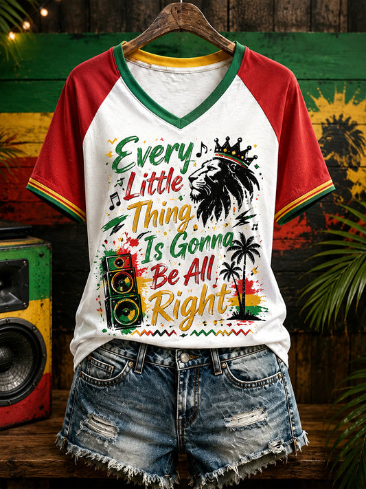 Women's V-Neck Raglan Short-Sleeve T-Shirt Featuring A Fun Slogan And Graphic Print