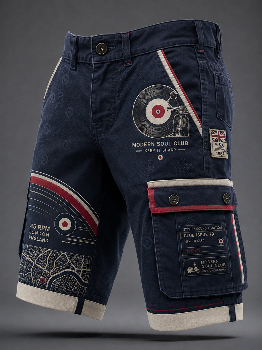 Men's Mods Culture Uk Music Lover Business Style Art Print Casual Shorts