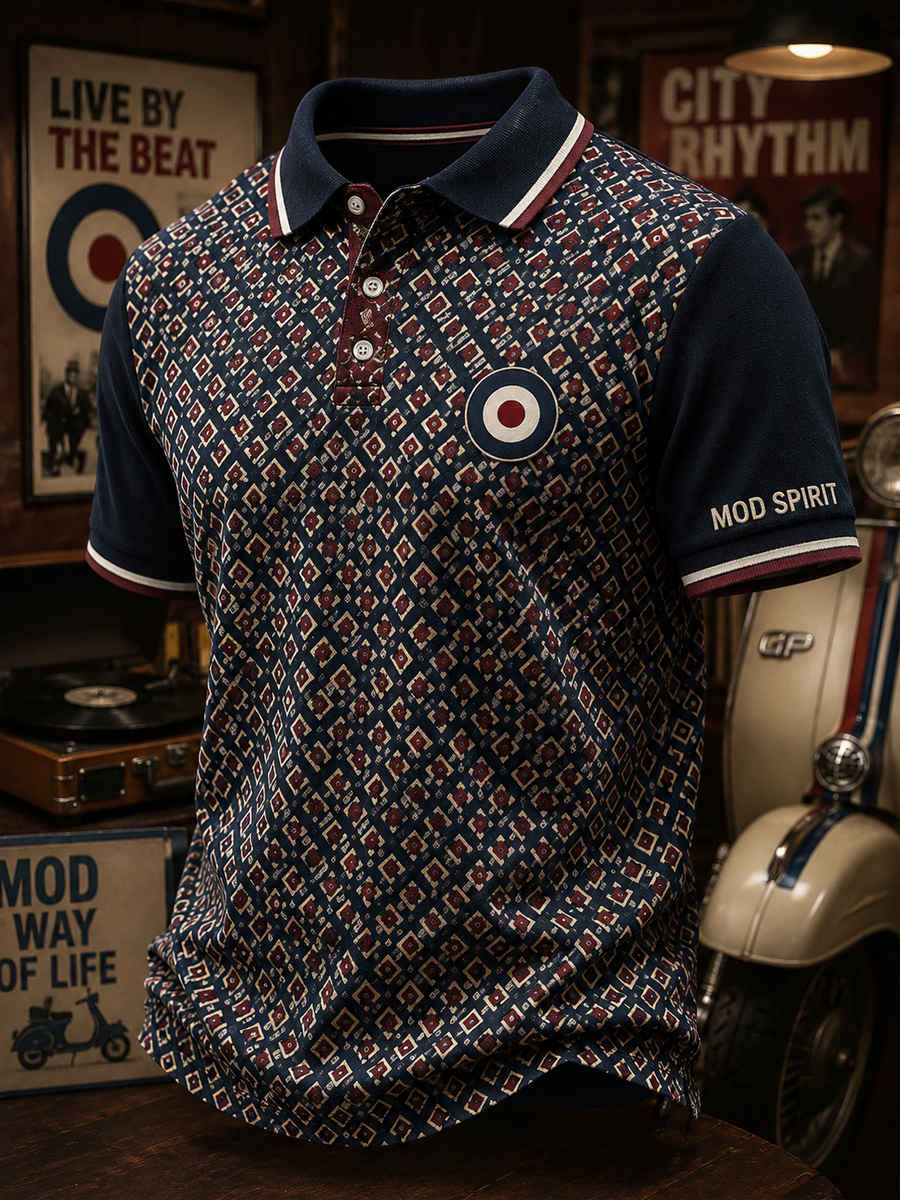 Men's Mods Culture UK Music Lover Business Style Printed polo shirt