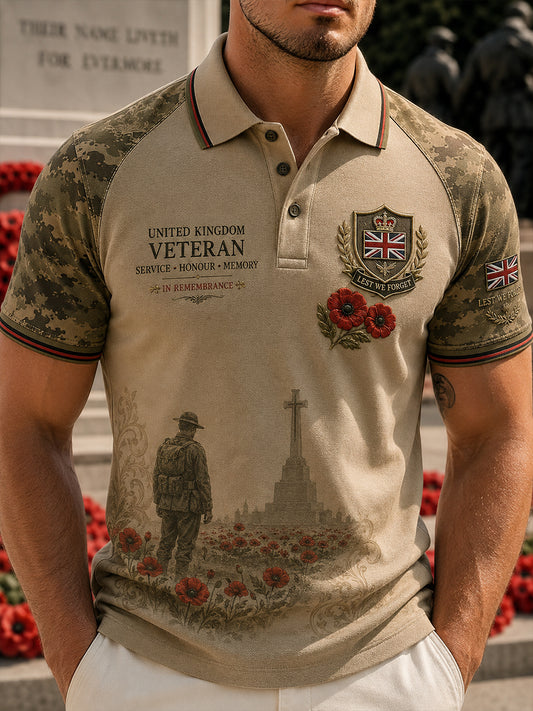 Men's Veteran Commemorative Print Short-Sleeve Polo Shirt