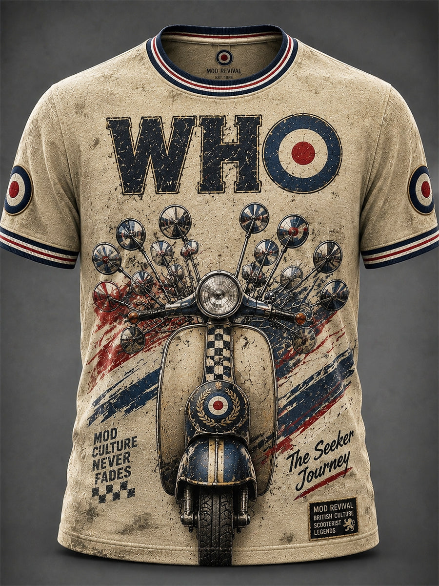 Men's UK Mods Music Lover The Who Printed Short-Sleeved T-Shirt