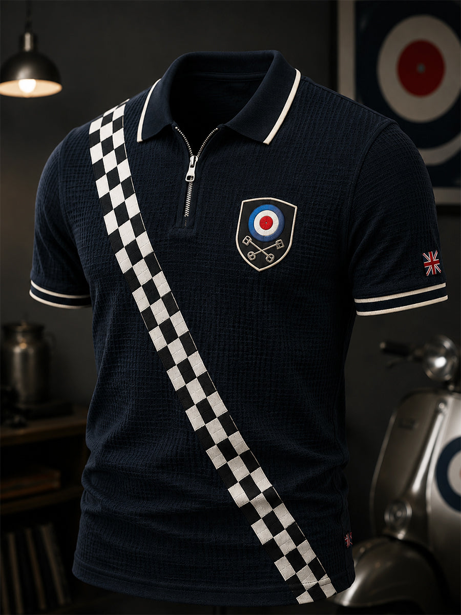 Men's Mods Culture UK Music Lover Business Style Printed Waffle Polo Shirt