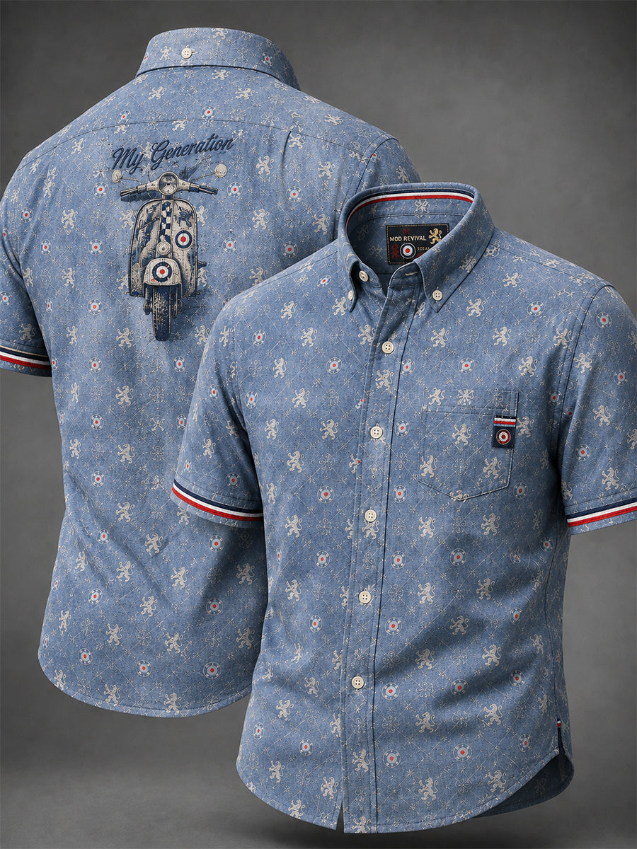 Men's UK Mods Music Lover The Who Printed Short-Sleeve Shirt