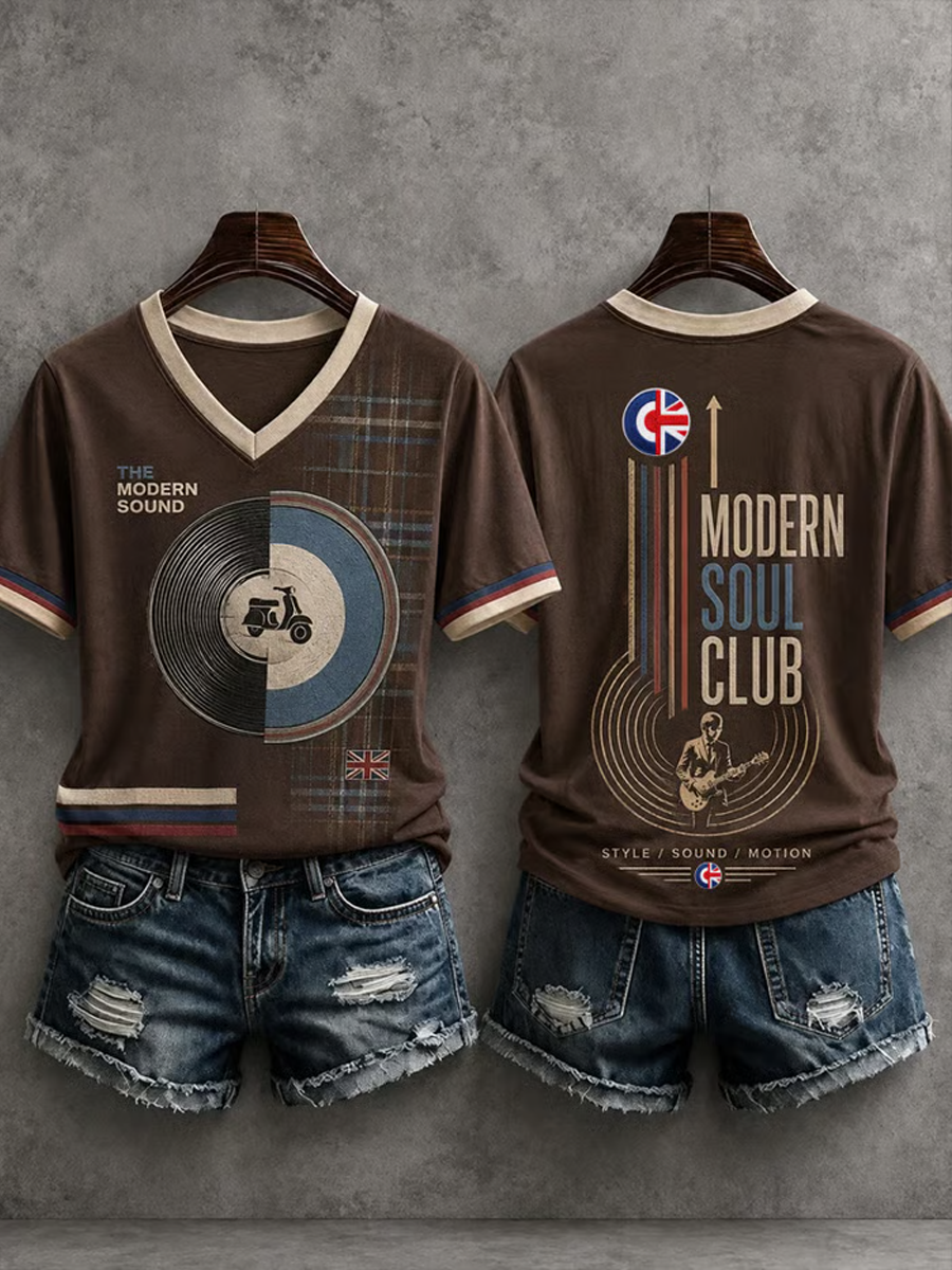 Women's Mods Culture UK Music Lover Printed short-sleeved T-shirt