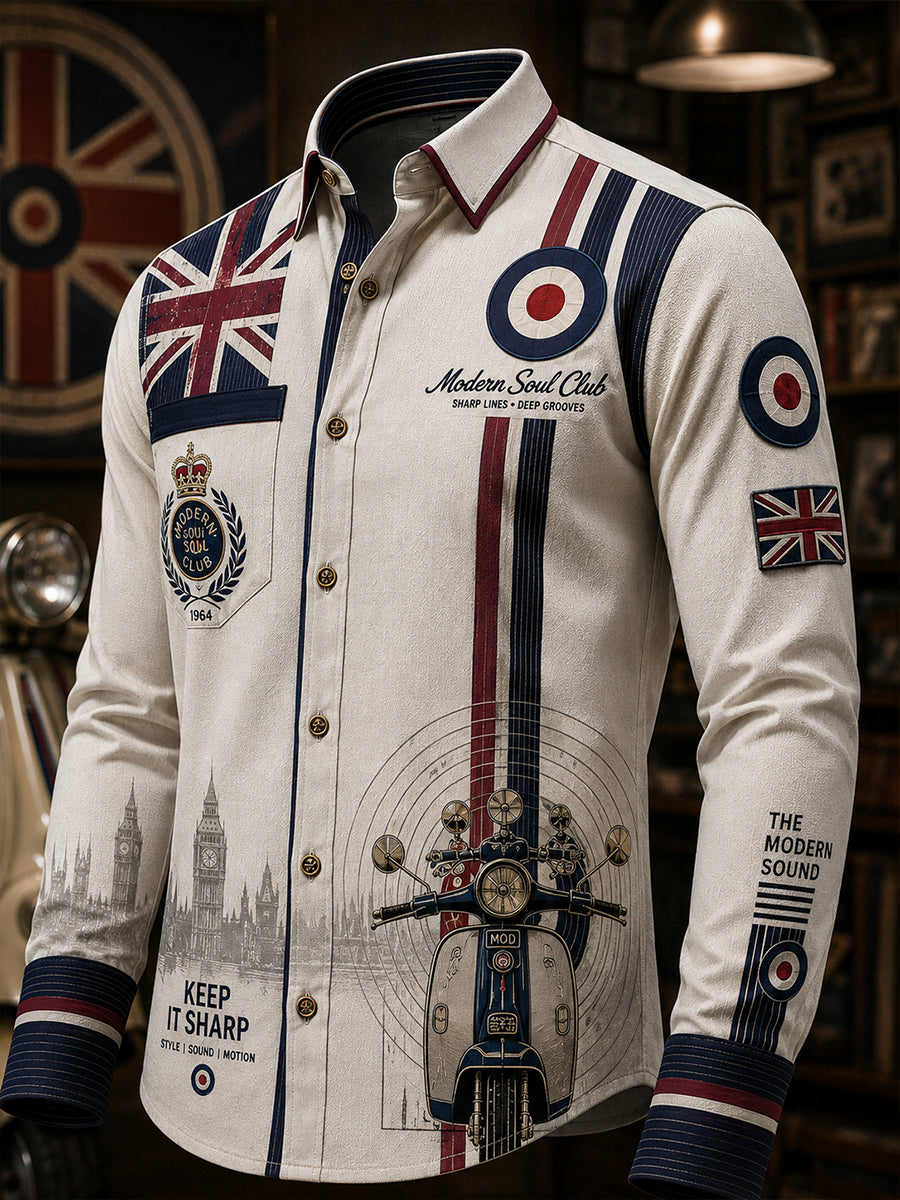 Men's British Paul Weller Modern Culture Business Style Waffle Shirt