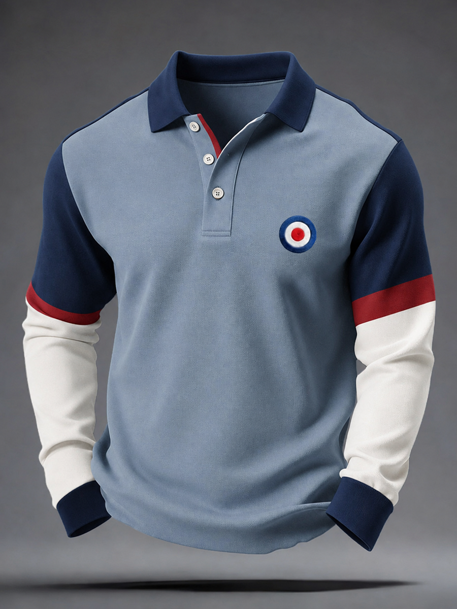 Men's Mods Culture UK Music Lover Business Style Printed long sleeve polo