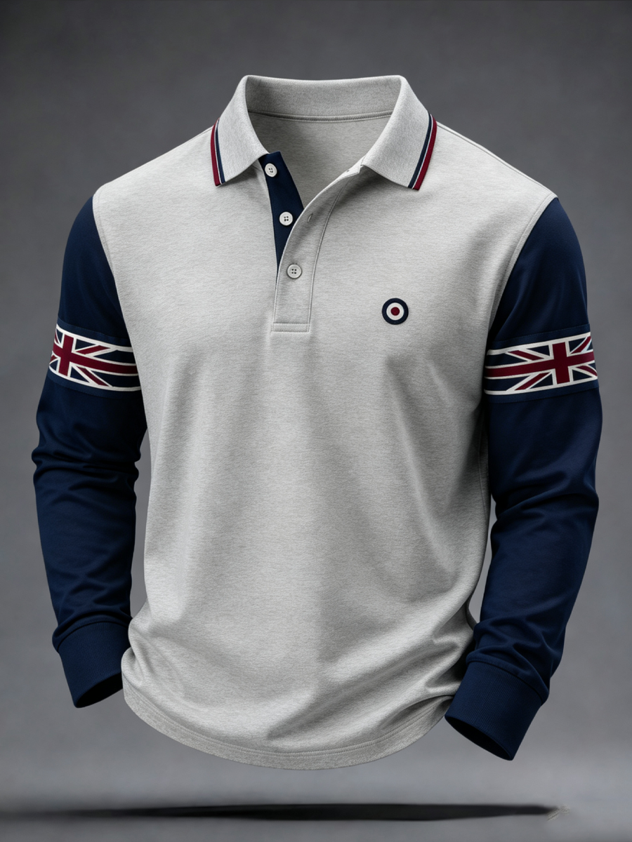 Men's Mods Culture UK Music Lover Business Style Printed long sleeve polo